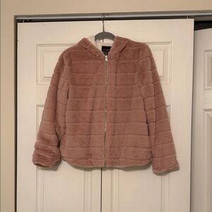Pink Faux Fur Hooded Jacket